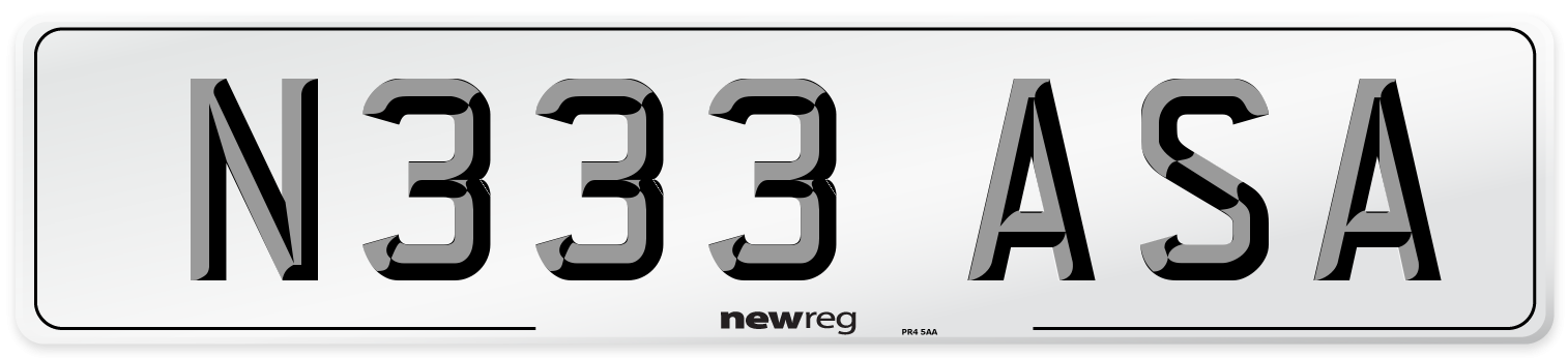 N333 ASA Number Plate from New Reg
